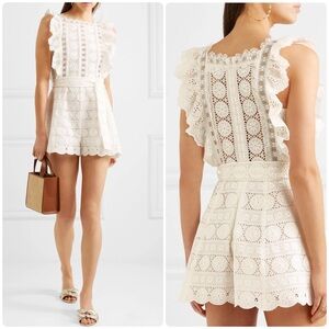 New! Zimmermann Kali Daisy Lace Crochet Ruffled Romper Playsuit Ivory 🍦🤍 size 10